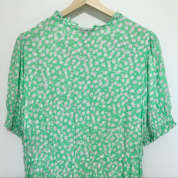 Who What Wear Women's Green Ditsy Floral Short Sleeve Tiered Smock Dress XXL NWT - Picture 8 of 12